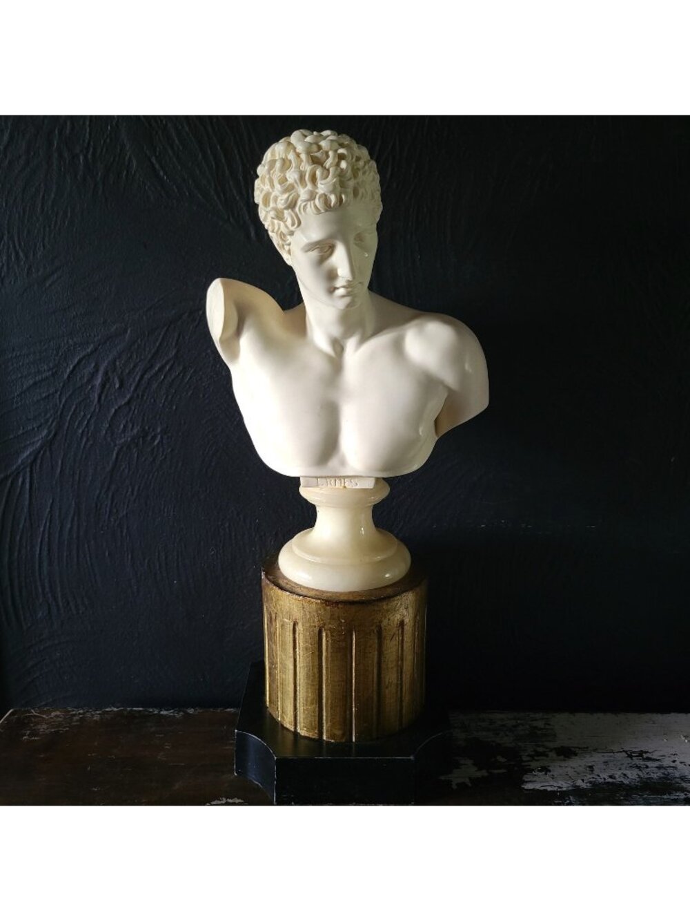 Vintage Hermes Bust on Pedestal, Greek Bust, Greek Mythology, Neoclassical Decor